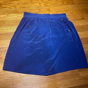 Royal blue with blue and gold buttons mid skirt